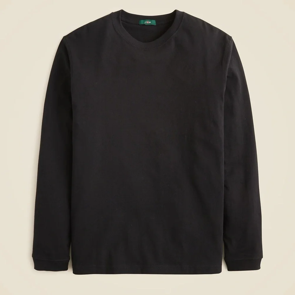 J. Crew Relaxed Long-Sleeve Premium-Weight Cotton T-Shirt in Black